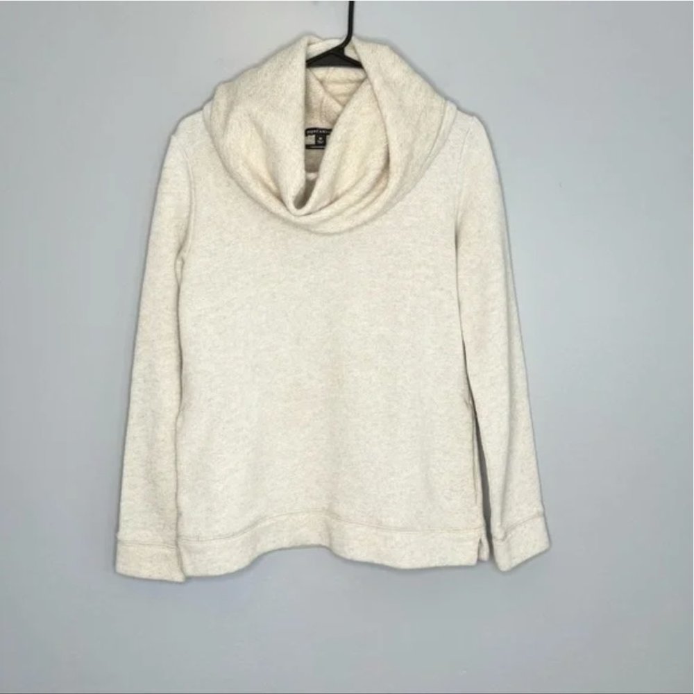 J. Crew Mercantile Cream Knit Pullover Funnel Neck Sweatshirt Size Medium